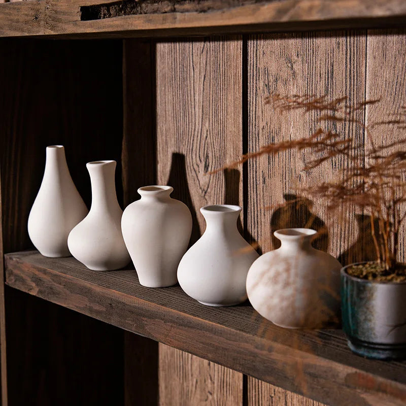 5-piece set Simple ceramic vase,  household handicraft, small flower ware, simple porch, TV cabinet, tabletop decoration