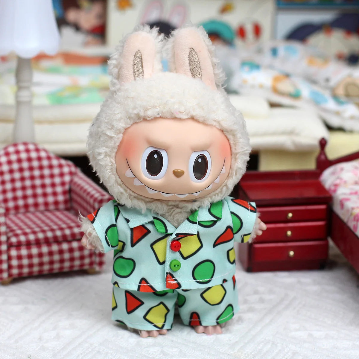 Clothes For Labubu 17cm Clothing The Monsters Doll's Vinyl Face Outfit Accessories DIY Kid Gift Cute Pajamas Set And Boots