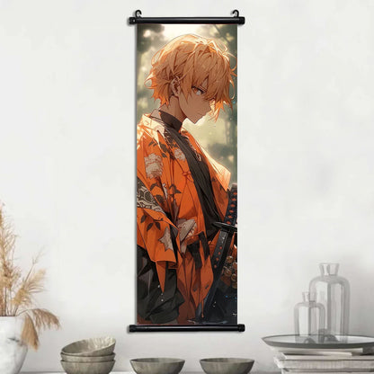 Demon Slayer Hashira Nezuko Agatsuma Zenitsu Inosuke Scroll Canvas Wall Hanging Painting Home Decor Anime Poster Wall Art Room
