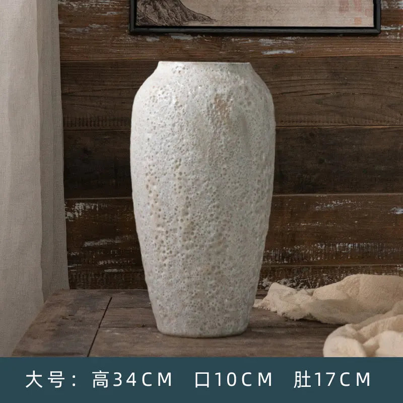 Retro Literary Creative Old Hydroponic Ceramic Vase High-end Home Decoration Flower Arrangement Porch Living Room Decoration