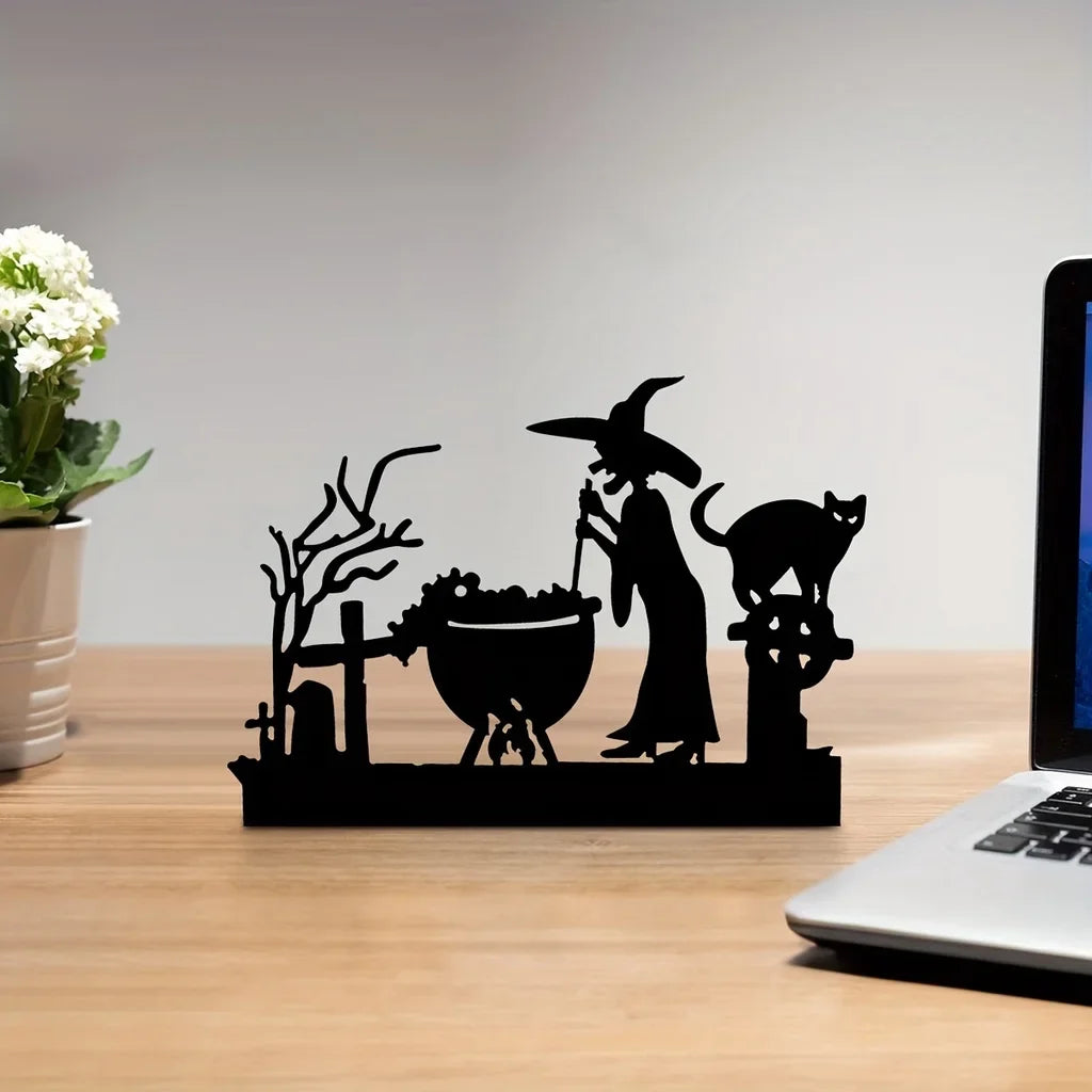 Witch Desktop Decorations, Desktop Metal Artwork, Bookends Decorations, Halloween Decorations Hanging Wall Art