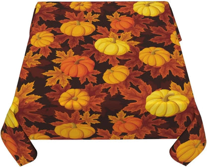 Autumn Pumpkin Waterproof Tablecloth Holiday Wedding Party Decor Fall Thanksgiving Maple Leaf Table Cover for Dining Table Decor