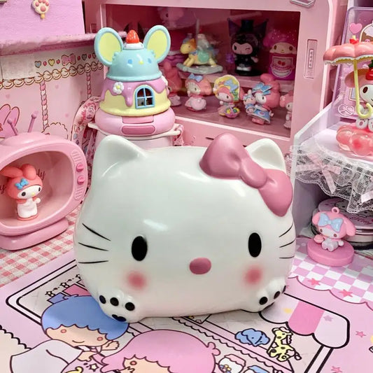 Miniso Kawaii Sanrio Cute Hello Kitty Tissue Box Desktop Storage Cartoon Kitty Multi Functional Decorative Paper Storage Box