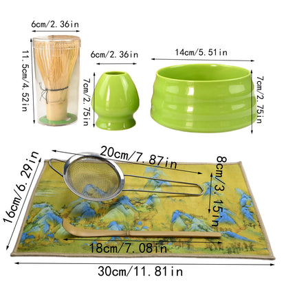 6pcs/set Japanese Style Matcha Tea Set With Tool Rack, Including Bowl, Whisk, Spoon, Great Gift For Ceremony, Traditional Japane