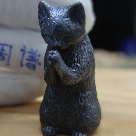 Miniature Cat Pure Coppe Figurine Animal Model Art Decoration Accessories Tabletop Interior Craft Objects Home Ornament Figure