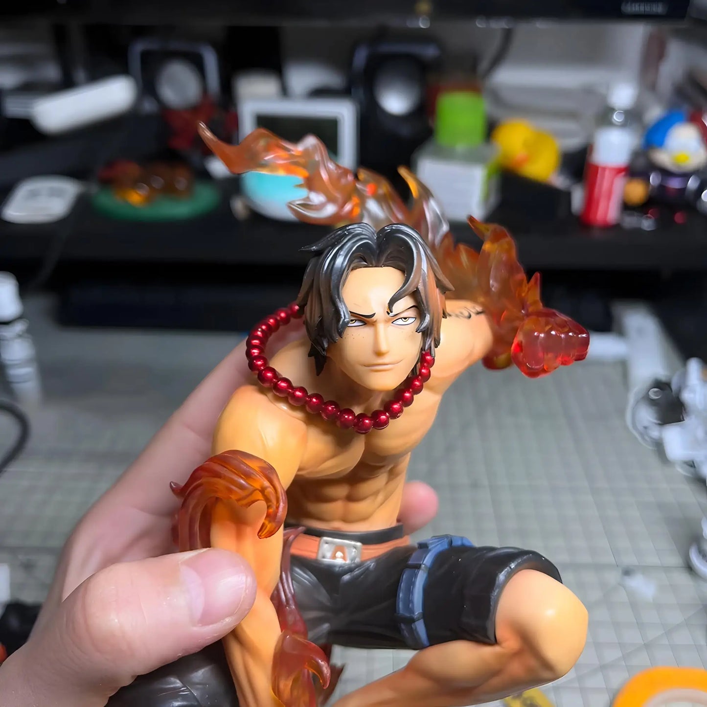 16CM One Piece GK Portgas D Ace Figure Anime Toys Collectible Figurines Model Squatting Fire Fist Ace Ornaments Gifts For Animer