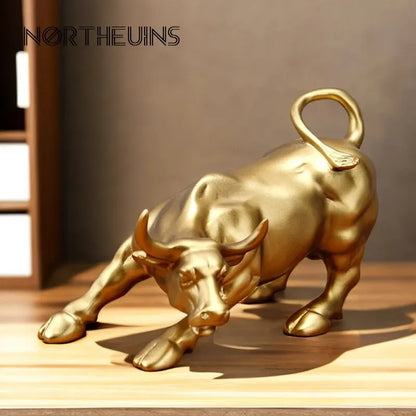 NORTHEUINS Wall Street Bull Market Résine Ornements Feng Shui Fortune Statue Richesse Figurines pour Bureau Intérieur Décor De Bureau