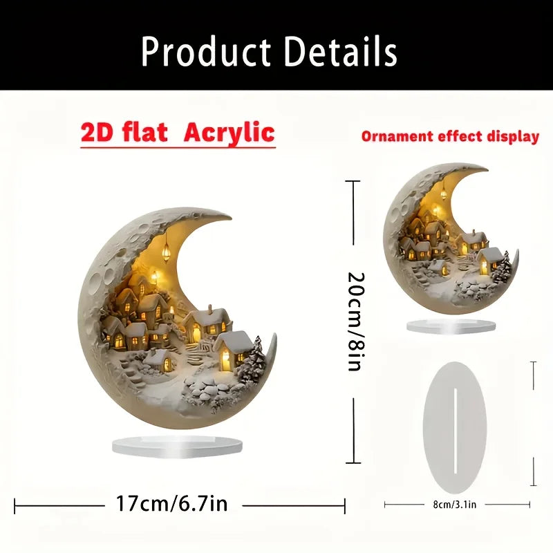 Christmas Xmas Tree Desktop Ornament Moonhouse DIY 2D Decoration Wooden Merry Christmas Signs Plaque 2025 New Years Party Gifts