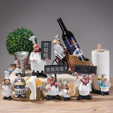Chef Decorative Wine Rack Bottle Holder for Kitchen, Wine Rest Figurine Statue, Wine Lovers Unique Housewarming Gifts