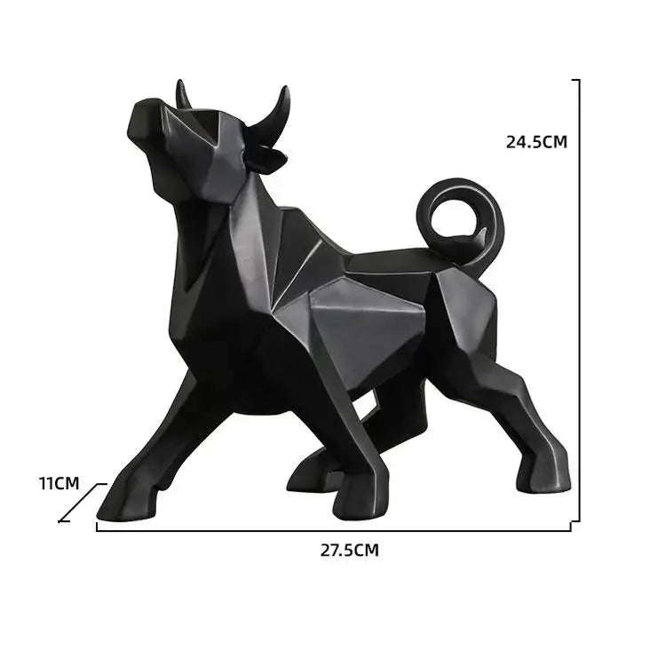 YuryFvna Morden Geometric Bull Statue Ornament Cafe Cattle Sculptures Animal Figurines Abstract Hotel Home Decoration