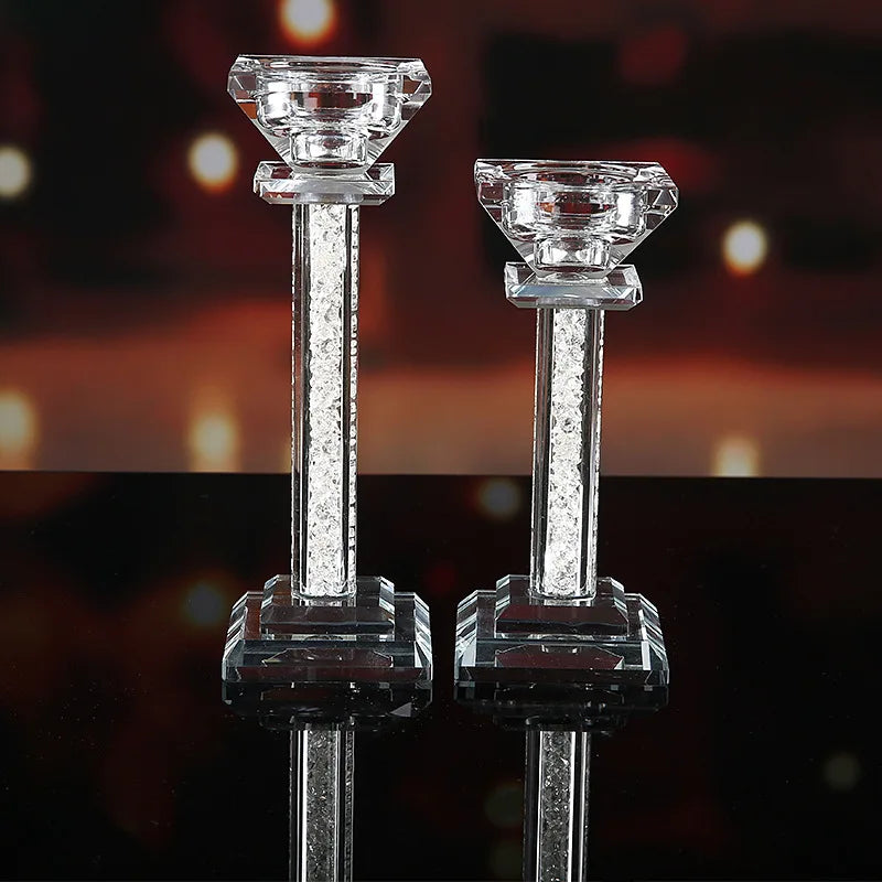 Modern Simple Single Head Candlestick Romantic Candlelight Dinner Floral Matching European Crystal Candlestick Ornaments Decor