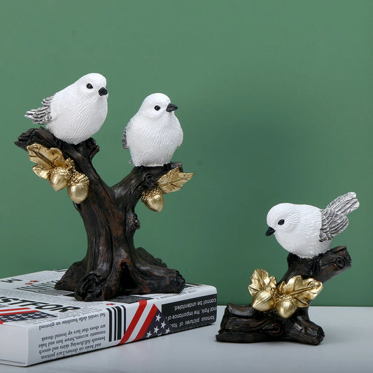 Elegant Resin Bird Statue Set - Unique Design for Home & Garden Decor, Perfect for Balconies & Indoor Spaces