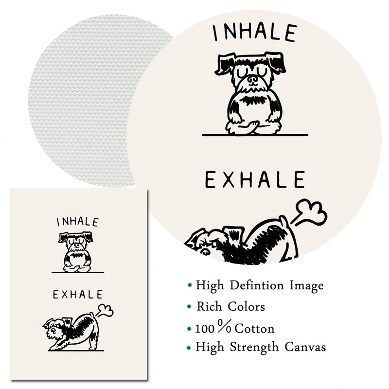 Inhale Exhale Poster Llama Sloth Husky Bulldog Dachshund Canvas Printing For Home Living Room Wall Decoration Frameless Painting