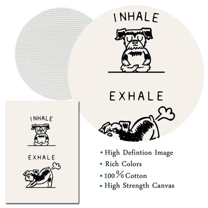 Inhale Exhale Poster Llama Sloth Husky Bulldog Dachshund Canvas Printing For Home Living Room Wall Decoration Frameless Painting