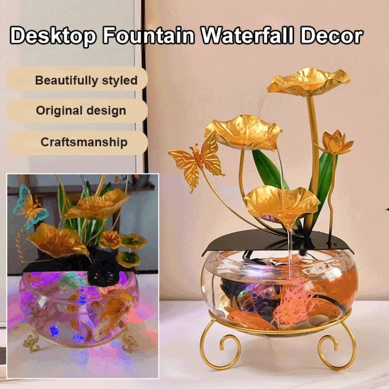 Flowing Water Ornaments Ornaments Circulating Water Glass Living Room Study Porch Decor Flowing Water Lucky Fish Tank Humidifier
