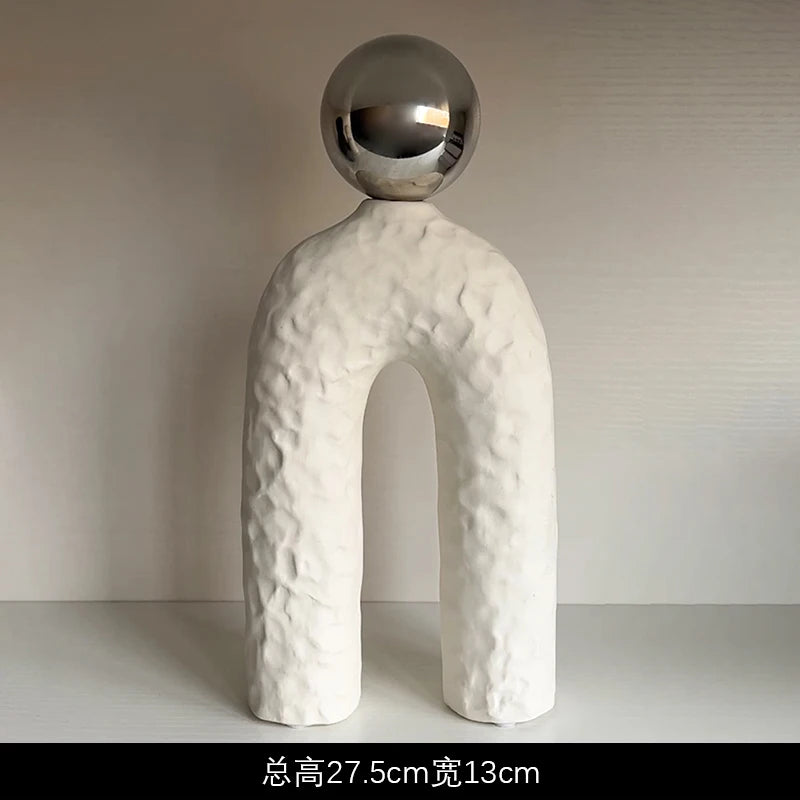 Livetai Wabi-Sabi Ceramic Abstract Sculpture,Handmade Irregular Decorative Ornament for Modern Home Decor, Bookshelf, Bar,