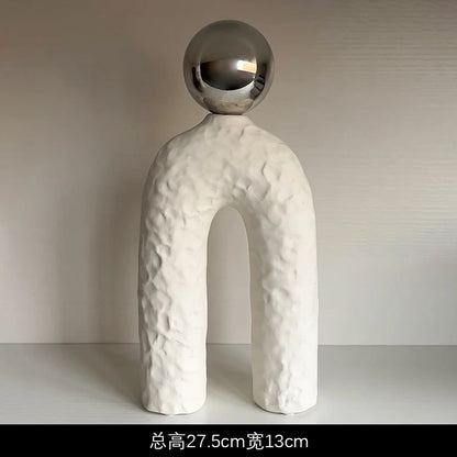 Livetai Wabi-Sabi Ceramic Abstract Sculpture,Handmade Irregular Decorative Ornament for Modern Home Decor, Bookshelf, Bar,