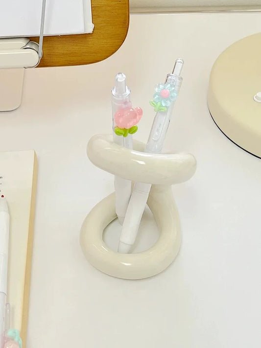 Novelty Simplicity Knot Series Ceramic Pen Holder Storage Stand Desktop Decoration Storage Cartridge Learning Gift