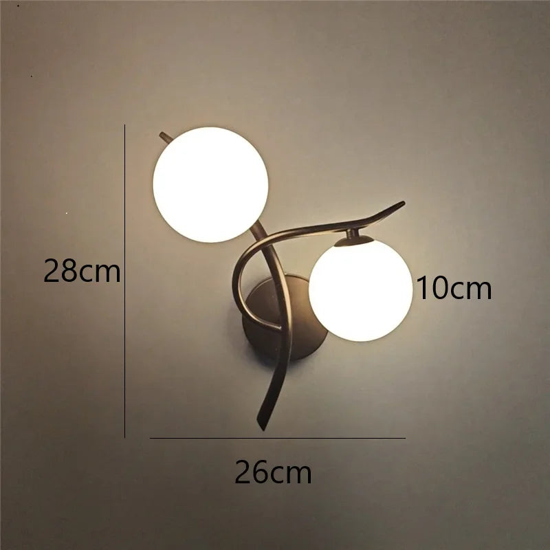 Nordic Modern Iron Wall Lamps LED Bedroom Bed Lamp Learning Corridor Room Indoor Wall Lights Glass Ball Decor Light Fixtures G9