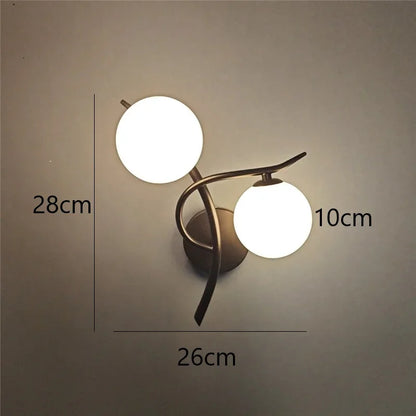 Nordic Modern Iron Wall Lamps LED Bedroom Bed Lamp Learning Corridor Room Indoor Wall Lights Glass Ball Decor Light Fixtures G9