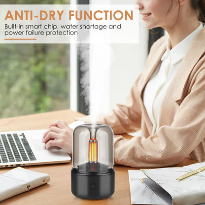 Diffuseur d'arôme de flamme volcanique, lampe à huile essentielle, humidificateur d'air Portable USB de 130ml avec veilleuse colorée, brumisateur Led