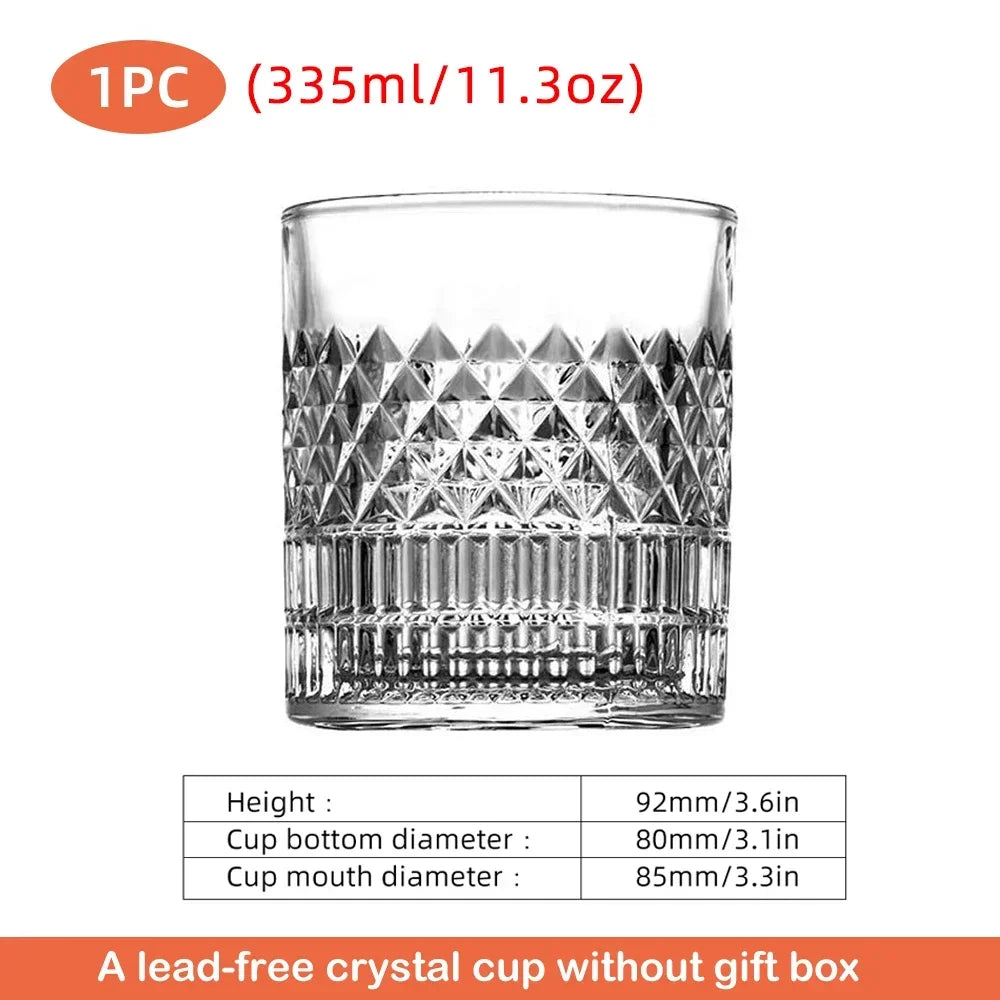 Whiskey Rocks Glass with Luxury Box - Set of 4pcs, 11 Oz Transparent Whiskey Glass for Scotch, Cocktail Drinks, Unique Gifts for