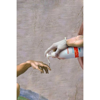 Hand of God and Adam Funny Toilet Paper Wash Room Bathroom Living Wall Art Home Decoration Retro Picture Canvas Painting Poster