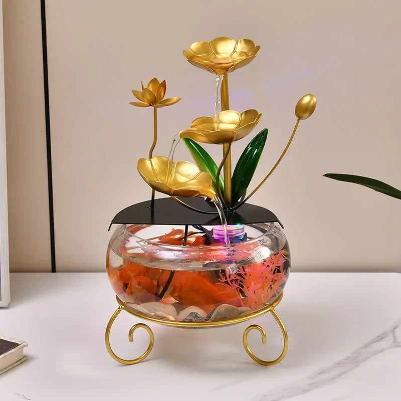 Flowing Water Ornaments Ornaments Circulating Water Glass Living Room Study Porch Decor Flowing Water Lucky Fish Tank Humidifier