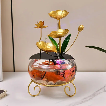 Flowing Water Ornaments Ornaments Circulating Water Glass Living Room Study Porch Decor Flowing Water Lucky Fish Tank Humidifier