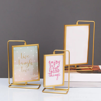 Picture Frame Cards Display Holder with Glass Front Ornament Rotating Photo Frame for Office Family Wedding Love Farmhouse Home