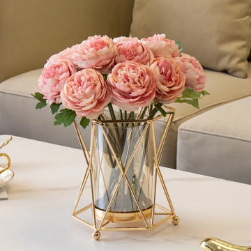 European Style Transparent Vase, Iron Flower Arrangement, Home Gardening, Glass Planter, Living Room Decoration