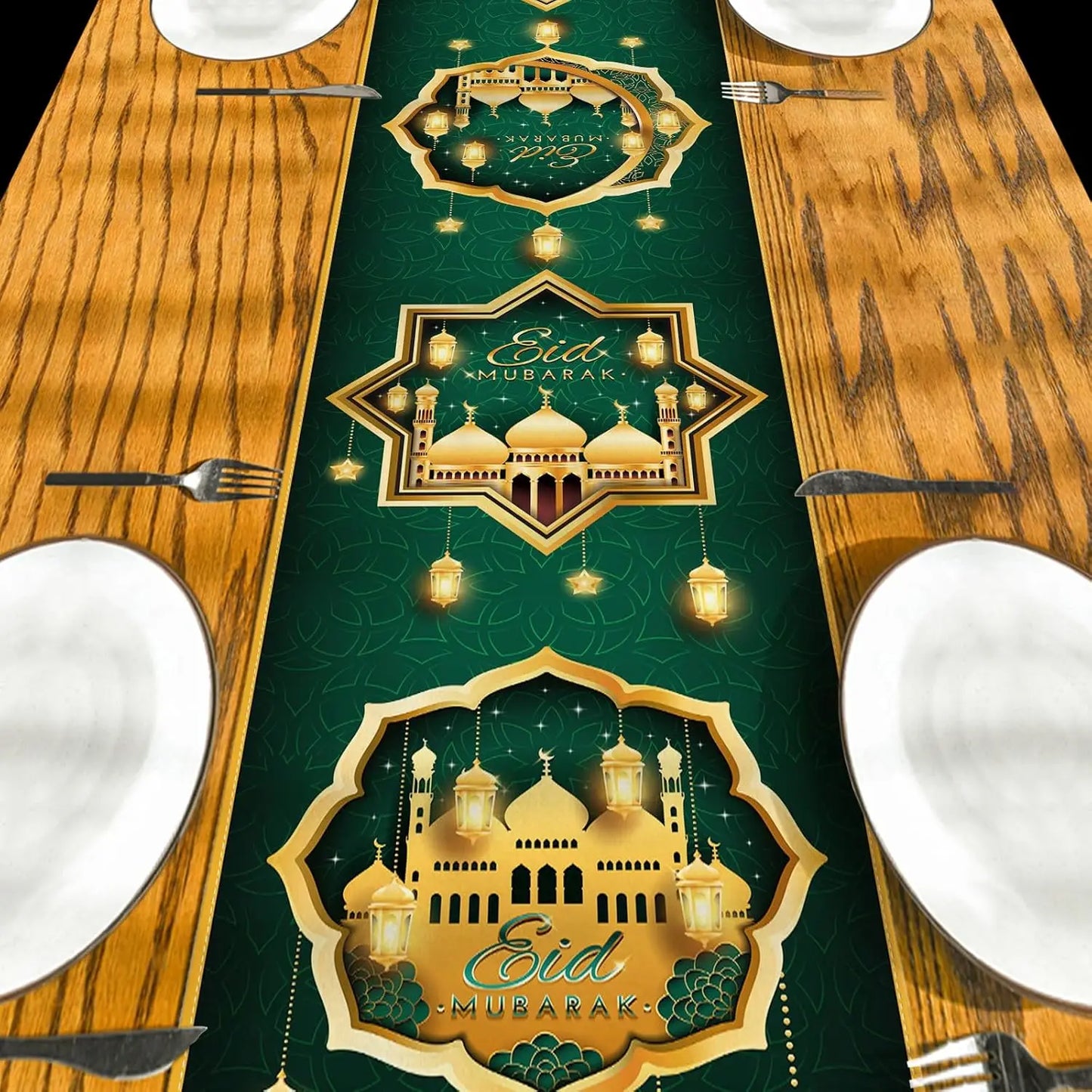 Ramadan Mubarak Linen Table Runner Holiday Party Decorations Ramadan Kareem Eid Mubarak Table Runners Kitchen Dining Table Decor