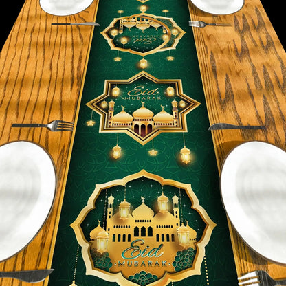 Ramadan Mubarak Linen Table Runner Holiday Party Decorations Ramadan Kareem Eid Mubarak Table Runners Kitchen Dining Table Decor
