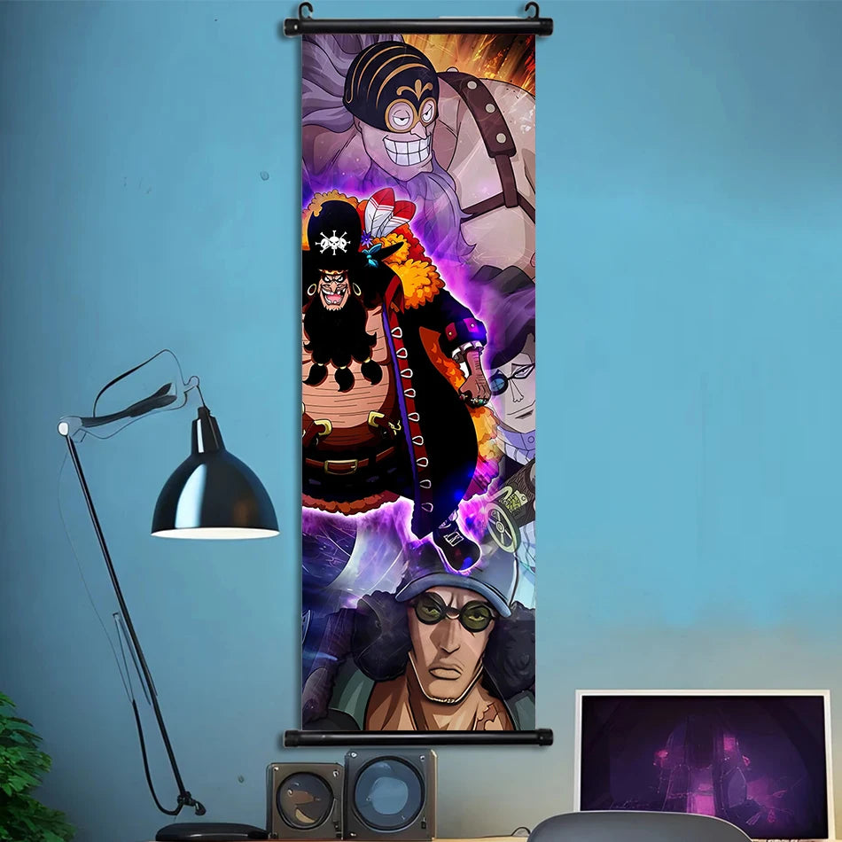 Luffy Hanging Scroll Poster ONE PIECE Anime Cartoon Wall Artwork Canvas Decor Home Decoration Zoro Wallpaper Doflamingo Art Gift