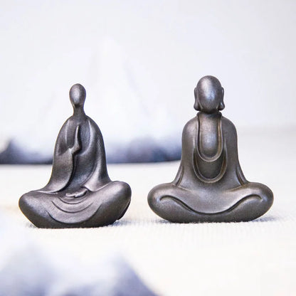 Chinese Buddha Statue Ornaments Zen Ornament Studydecoration Tea Pet Imitation Cast Iron Handmade Home Modern Art Figurine Decor