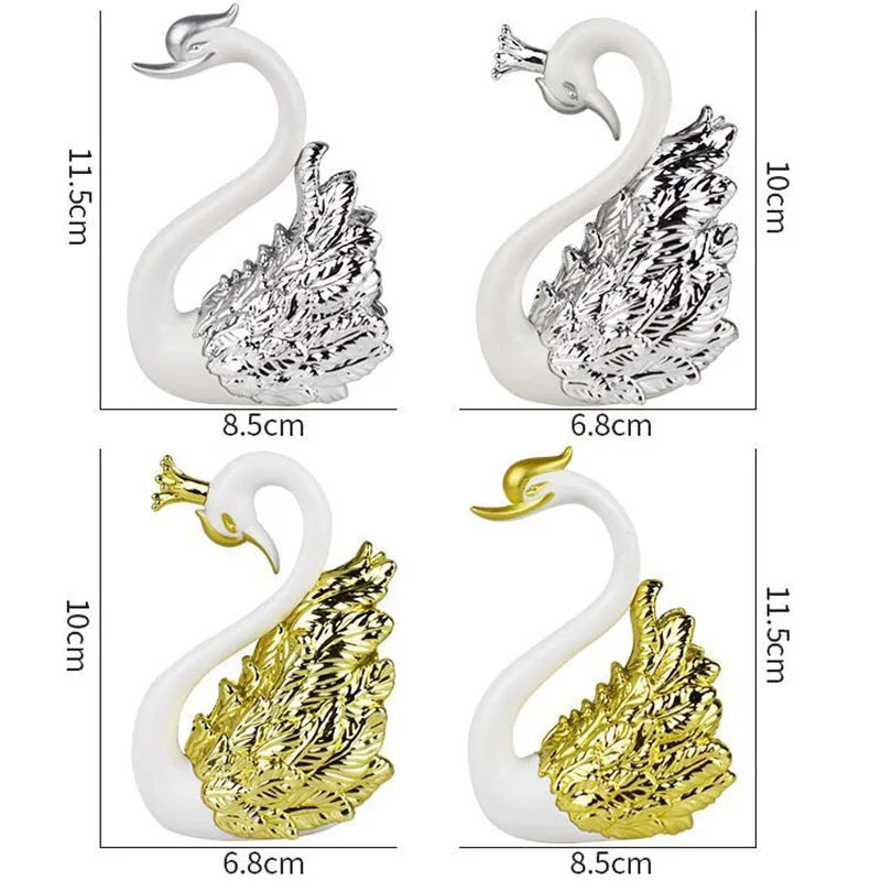 Mini Swan Couple Model Figurine Collectibles Car Interior Wedding Cake Decoration Wedding Gift for Guest Home Accessories