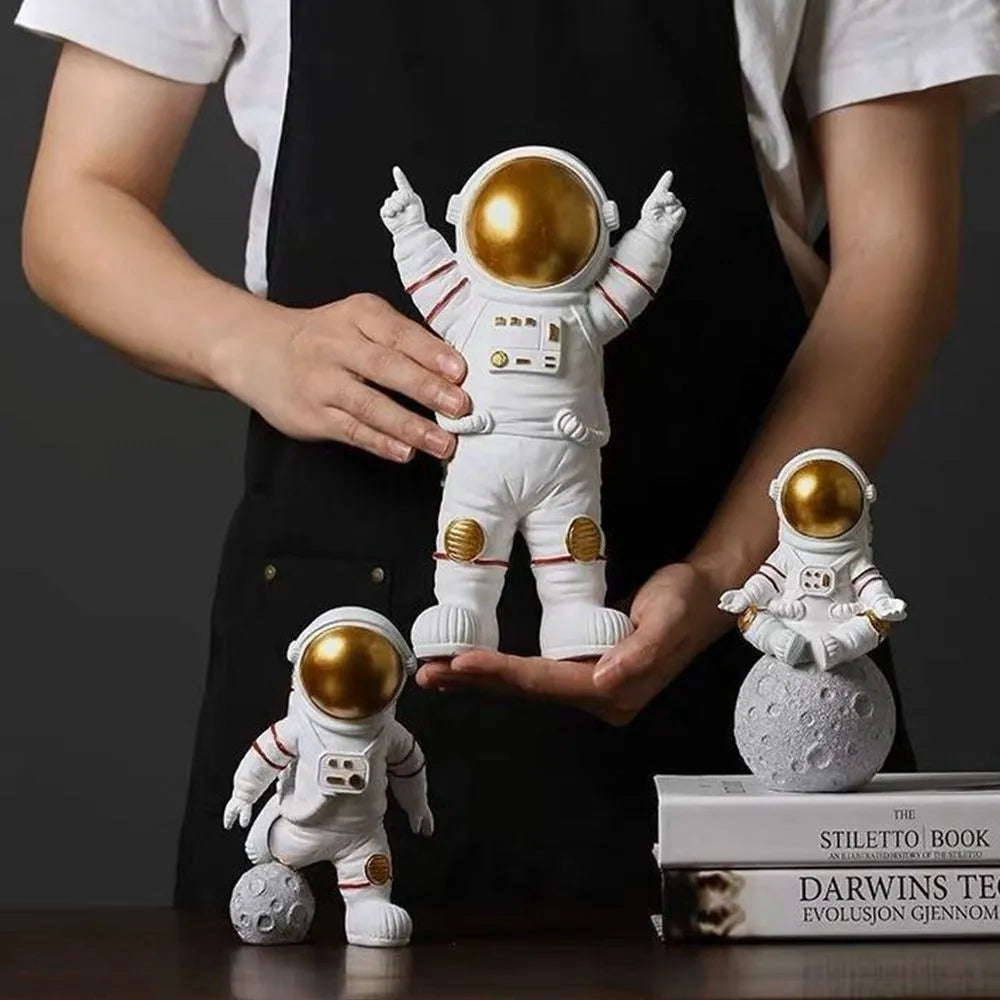 Astronauten-Figuren, Weihnachten, Kunstharz, Raumfahrer, Mond-Skulptur, dekorative Kosmonauten-Statuen, Miniaturen, Geschenk für Kinder, Spielzeug, Heimdekoration