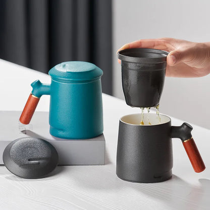 GIANXI – tasse à thé en céramique résistante à la chaleur, avec manche en bois Puer chinois, boîte-cadeau domestique, tasse à café avec couvercle, service à thé Kung Fu