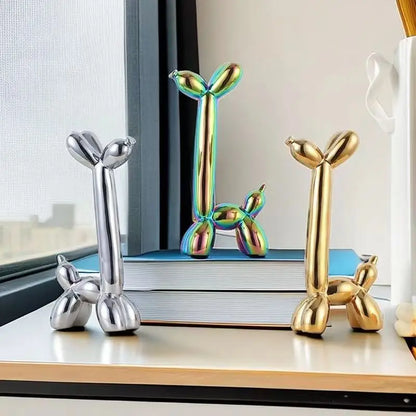 Creative Long Neck Balloon Dog Abstract Ceramic Ornaments Sculpture Study Room Statue Home Office Accessories Decoration Gift