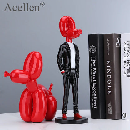Statue de chien en forme de ballon pour homme, Sculpture en résine, décoration nordique moderne, accessoires de décoration pour la maison, figurines d'animaux pour salon