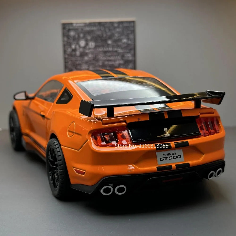 1/18 Mustang GT500 Toys Model Car Alloy Diecasts Vehicle Model with Light and Sound Super Sport Car for Boys Birthday Gifts