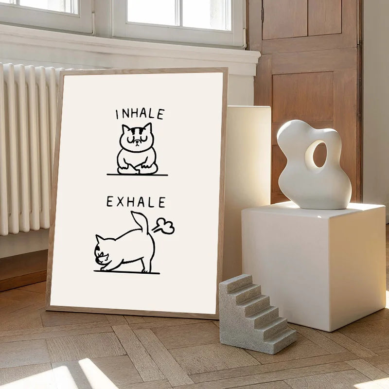 Inhale Exhale Poster Llama Sloth Husky Bulldog Dachshund Canvas Printing For Home Living Room Wall Decoration Frameless Painting