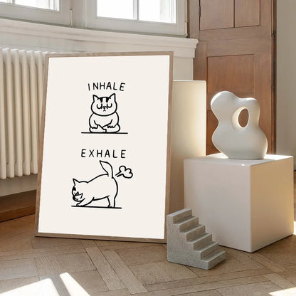 Inhale Exhale Poster Llama Sloth Husky Bulldog Dachshund Canvas Printing For Home Living Room Wall Decoration Frameless Painting