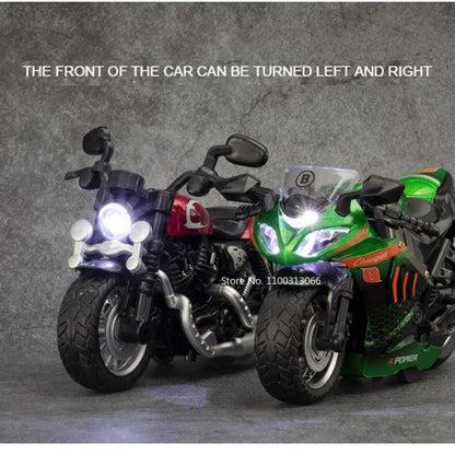 1/12 Motorcycle Cars Models Metal Diecast Toys Rubber Tires with Light Sound Motorcycles Models Toy for Kids Birthday Gifts
