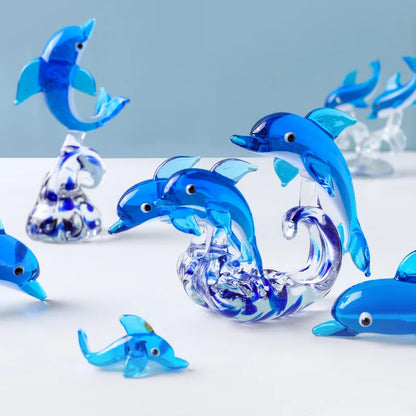 Crystal Dolphin Figurine Glass Lovely Sea Animal Ornament Home Table Statue Decor Fish Tank Craft Paperweight Kid Christmas Gift