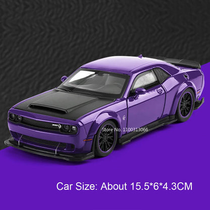 1:32 Challenger SRT Hellcat Chiron Sports Cars Toy Models Wheels Turned Vehicle 4 Doors Opened Miniature Car Kids Festival Gifts