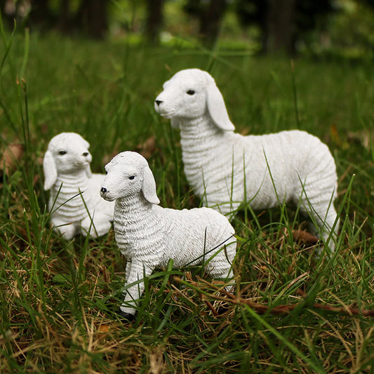 3 pc Resin Figurine Flower Pot Decor Lamb OrnamentSimulation Decor Mini Animal Models For Farm YardArtificial Lamb Craft Gifts,