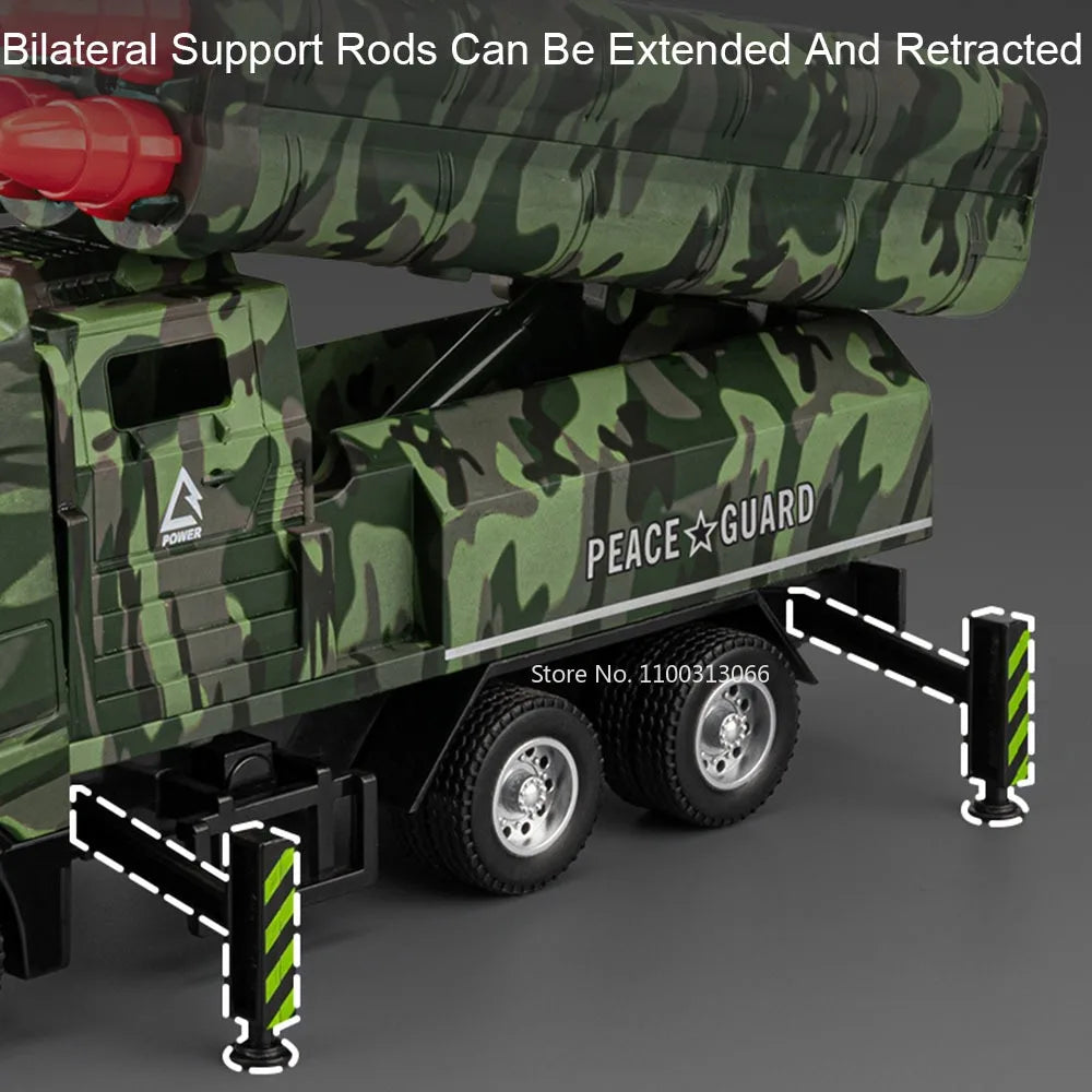 1:32 Intercontinental Missile Vehicles Toy Cars Models with Pull Back Light Sound Miniature Armored Car Boys Educational Toys