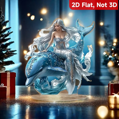 1PC Mermaid and Dolphin Statue with Base An Ideal Creative Gift for Home and Kitchen