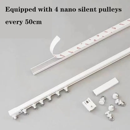 Strong Self Adhesive Curtain Track Without Punching Nano Silent Sliding Track Top Mounted Side Mounted Window Decor Accessorie